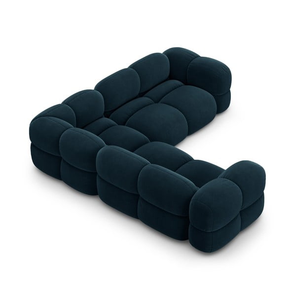 Sötétkék bársony sarokkanapé Loretto – Cosmopolitan Design-image-4