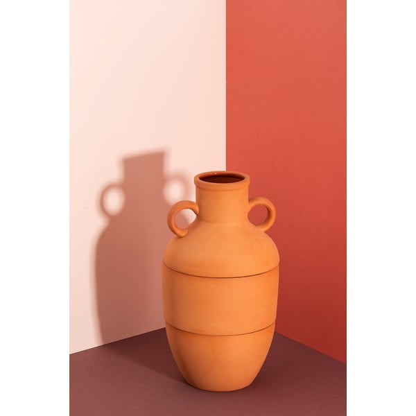 Terracotta barna kerámia váza, magasság 27 cm - DOIY