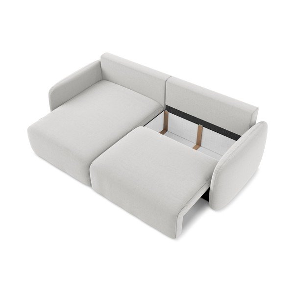 Világosszürke bársony kinyitható-tárolóhelyes sarokkanapé (bal oldali-heverő résszel) Kalena – Makamii-image-4