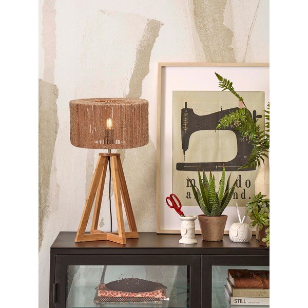 Natúr színű asztali lámpa juta búrával (magasság 51 cm) Iguazu – Good&Mojo-image-1