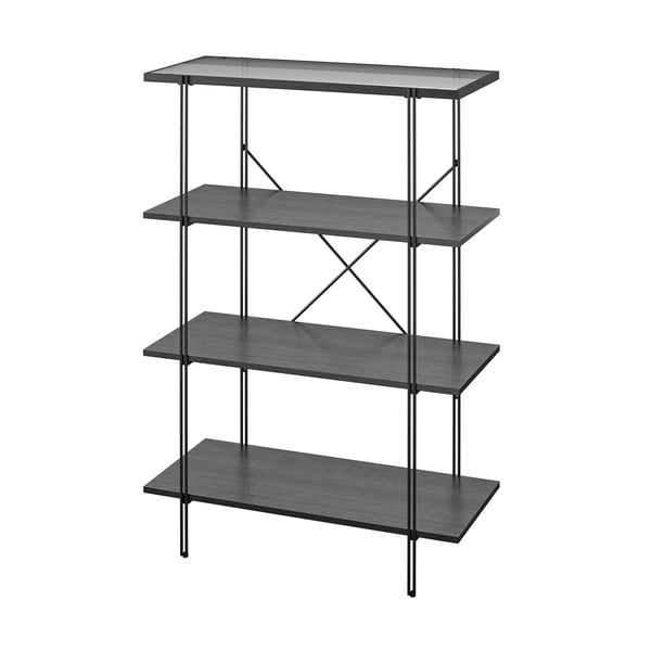Fekete könyvespolc tölgyfa dekorral 79x117 cm Wainwright - Queer Eye-image-2