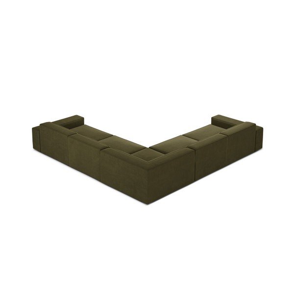Khaki bársony (L alakú) moduláris sarokkanapé Jodie – Micadoni -image-1