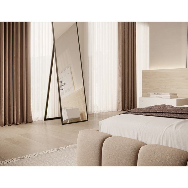 Világosbarna kárpitozott ágyneműtartós egyszemélyes ágy ágyráccsal 90x200 cm Lamica – ELTAP-image-3