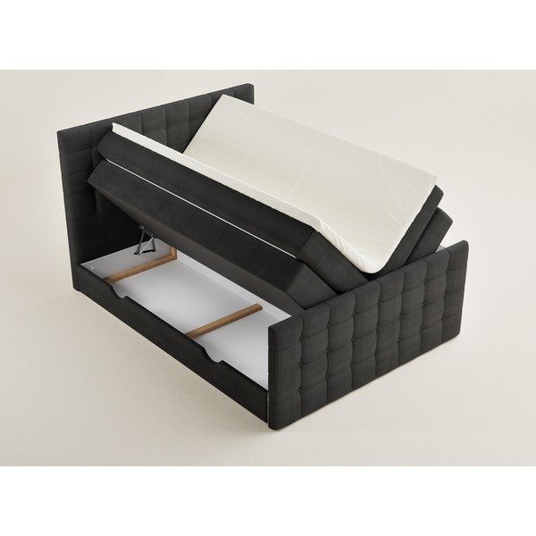 Antracitszürke ágyneműtartós boxspring ágy 200x200 cm Tasca – Maison de Rêve-image-3