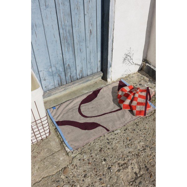 Borvörös-szürkésbézs bio pamut fürdőszobai kilépő zuhanyfülkéhez 50x80 cm Nova Arte  – Mette Ditmer Denmark-image-1