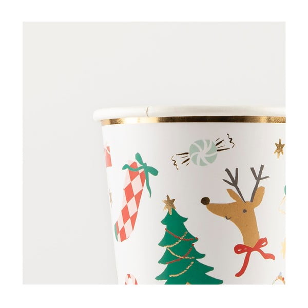 Egyszer használatos papírpohár készlet 8 db-os Jolly Christmas – Meri Meri-image-3