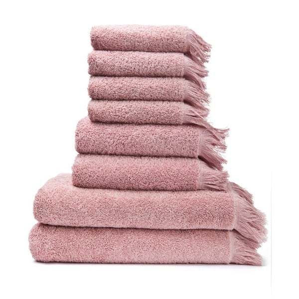 Bath 6 rózsaszín pamut törölköző és 2 fürdőlepedő szett - Casa Di Bassi