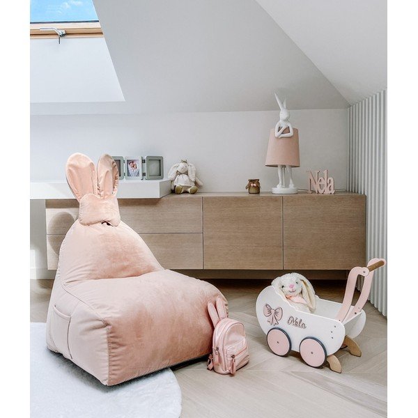 Világos rózsaszín gyerek babzsák Funny Bunny – The Brooklyn Kids-image-1