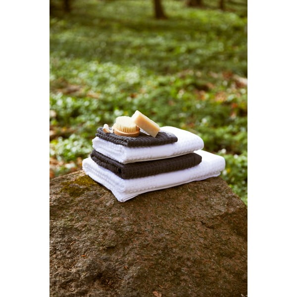 Fehér frottír bio pamut törölköző 50x100 cm Check – JUNA-image-1