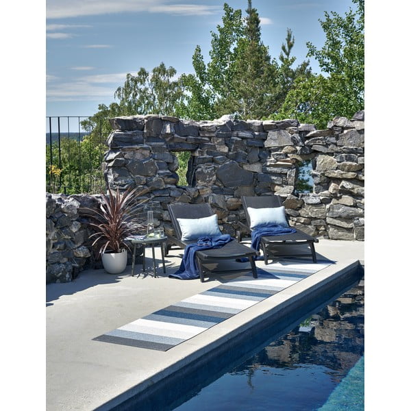 Kék-krémszínű kültéri-beltéri futószőnyeg 70x300 cm Molly Ocean Grey – Pappelina-image-1