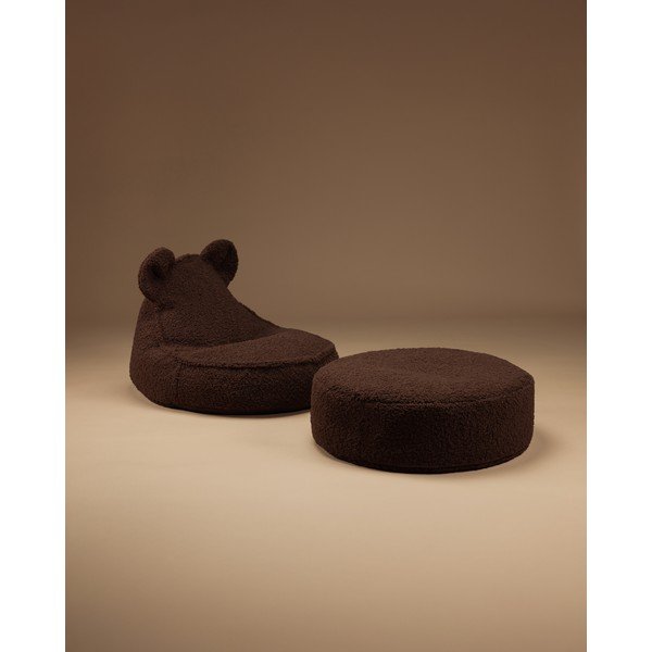 Sötétbarna buklé gyerek babzsákfotel Warm Hazel – Wigiwama-image-1
