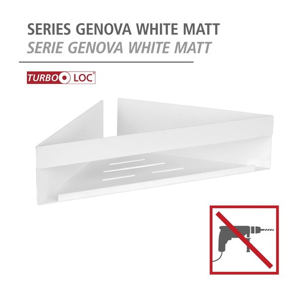 Matt fehér öntapadós rozsdamentes acél Turbo-Loc fürdőszobai sarokpolc Genova – Wenko-image-4