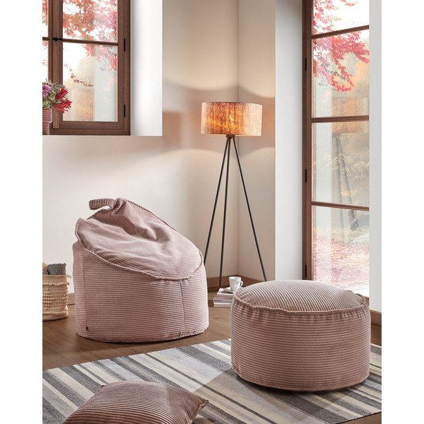 Rózsaszín kordbársony puff Wilma – Kave Home-image-1