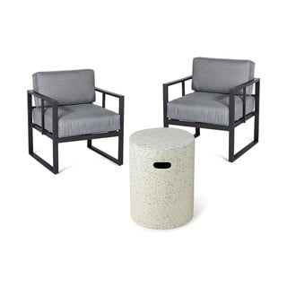 Bellisima grafitszürke kerti székek és fehér Loris asztal, ø 35 cm - Bonami Selection
