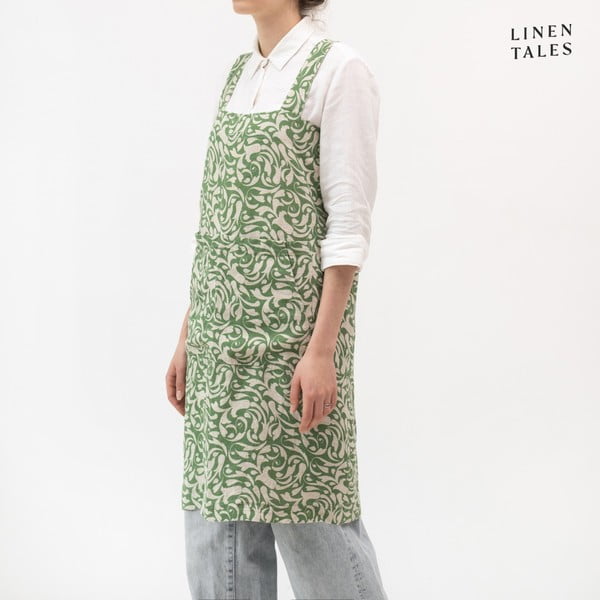 Len kötény Evergreen Damask – Linen Tales-image-2