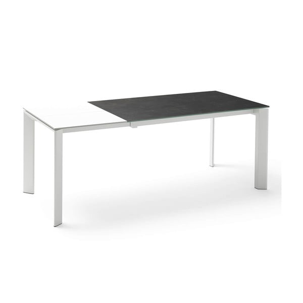 Lisa fehér-fekete meghosszabbítható étkezőasztal, hossza 140/200 cm - sømcasa