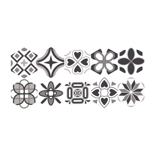 Hexagons Fleurita 10 db-os padlómatrica szett, 20 x 18 cm - Ambiance