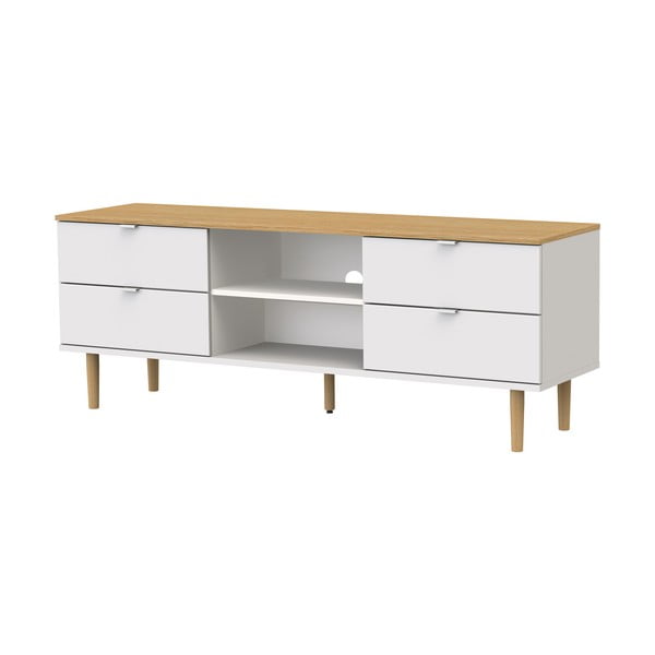 Fehér-natúr színű TV-állvány tölgyfa dekorral 162x61 cm Skagen – Tenzo-image-2