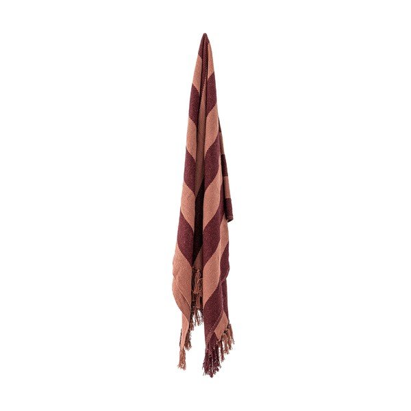 Borvörös újrahasznosított pamut takaró 130x160 cm Frello – Bloomingville-image-2