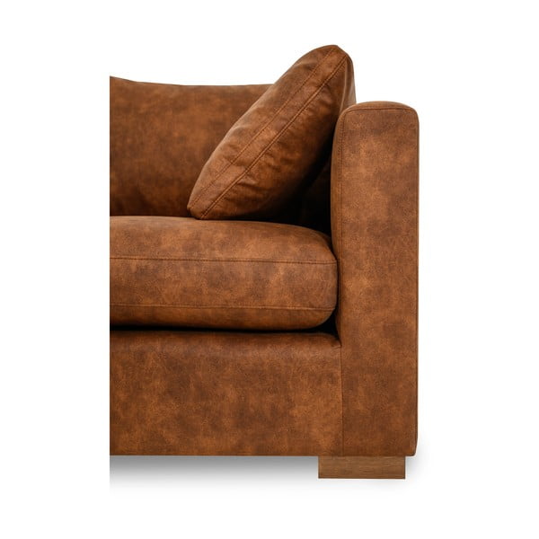 Konyakbarna bőrutánzat sarokkanapé (bal oldali) Hamburg – Scandic-image-4