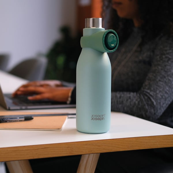 Mentazöld rozsdamentes acél utazó ivópalack 500 ml Loop – Joseph Joseph-image-1