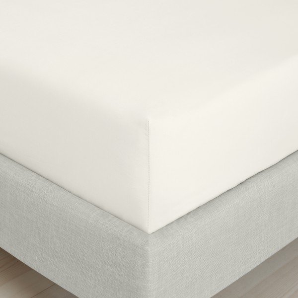 Krémszínű gumis pamut-perkál lepedő 90x190 cm Cotton Percale – Bianca-image-3