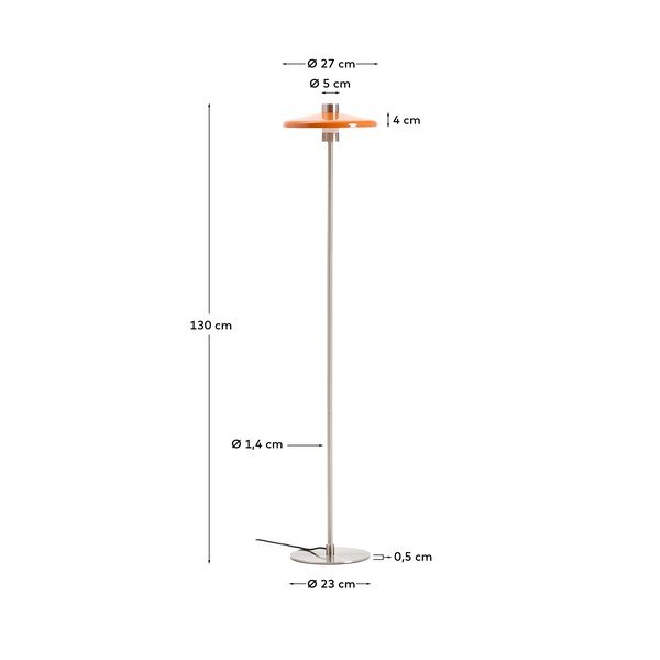 Narancssárga állólámpa fém búrával (magasság 130 cm) Nuvira – Kave Home-image-4