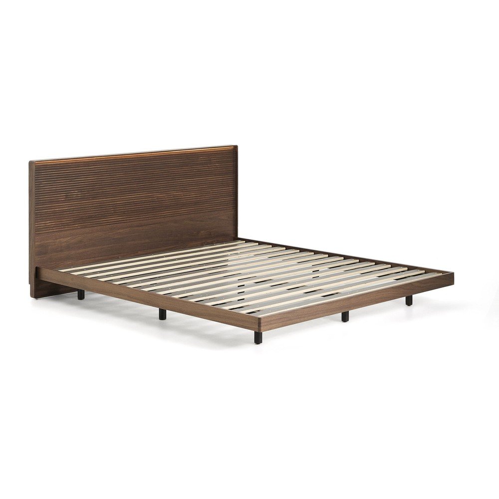 Barna nyírfa franciaágy ágyráccsal 160x200 cm Norlen  Kave Home