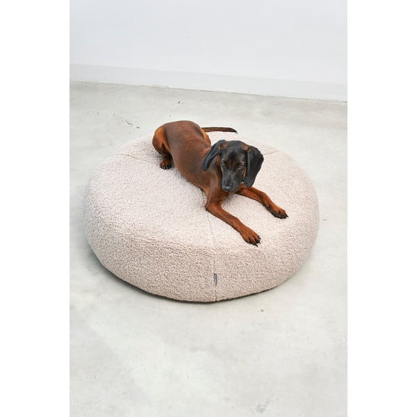 Bézs buklé fekhely kutyáknak ø 90 cm Senso Pouffe Greige M/L – MiaCara-image-3