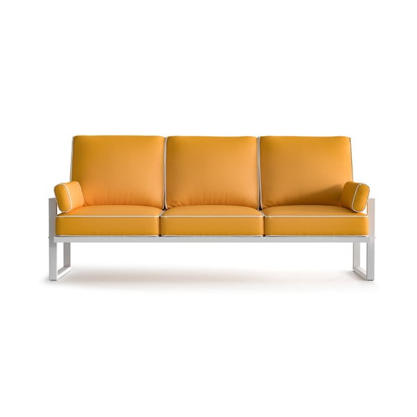 Angie sárga háromszemélyes karfás kerti kanapé, fehér szegéllyel - Marie Claire Home