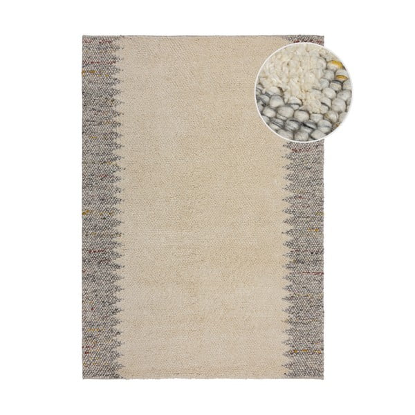 Szürke-krémszínű kézi szövésű gyapjúkeverék szőnyeg 160x230 cm Minerals Border – Flair Rugs