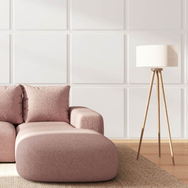 Rózsaszín buklé sarokkanapé (jobb oldali-heverő résszel) Monce – Rodier-image-3