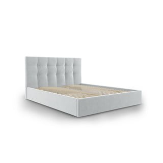 Nerin világosszürke bársony kétszemélyes ágy, 140 x 200 cm - Mazzini Beds