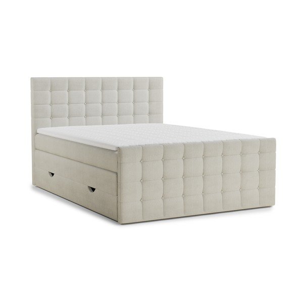 Krémszínű ágyneműtartós boxspring ágy 160x200 cm Tasca – Maison de Rêve