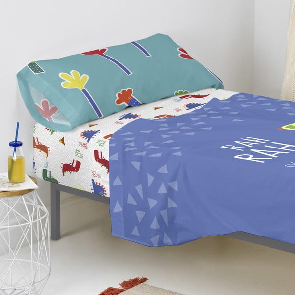 Funnysaurus gyerek pamut lepedő, 90 x 200 cm - Moshi Moshi-image-1