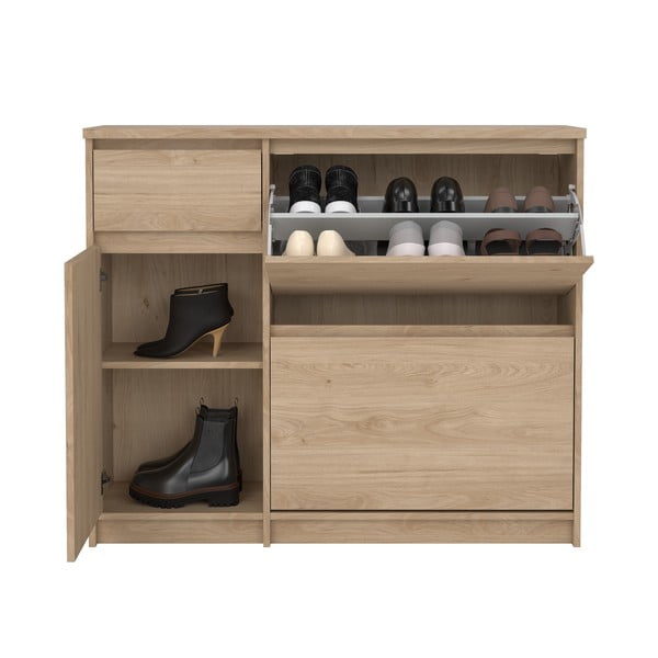 Natúr színű billenő ajtós cipőtartó tölgyfa dekorral 109x93x32 cm Naia – Tvilum-image-3