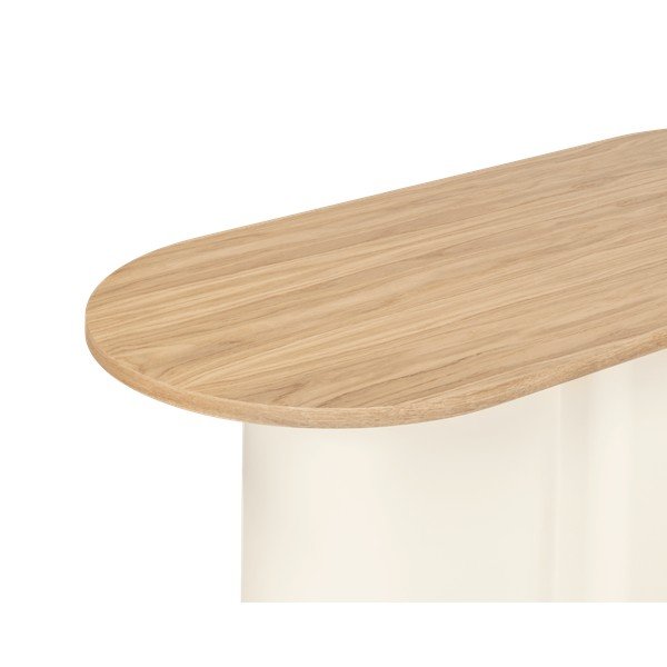 Bézs dohányzóasztal tölgyfa dekoros asztallappal 50x115 cm Looi – noo.ma-image-2