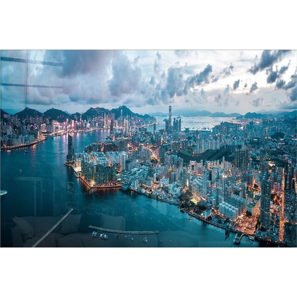 Üveg kép 100x70 cm Hongkong – Wallity