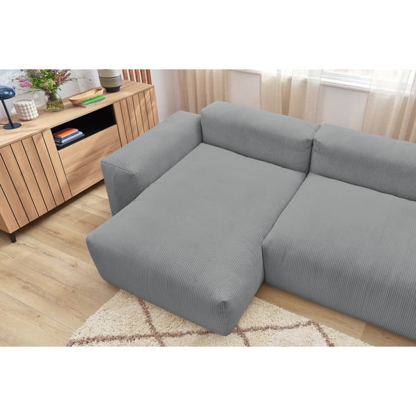 Világosszürke kordbársony sarokkanapé (bal oldali) Lafayette – Bobochic Paris-image-1