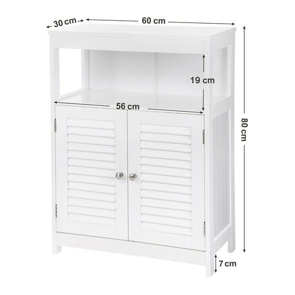 Fehér szekrény polcokkal és ajtókkal, magasság 80 cm - Songmics-image-4