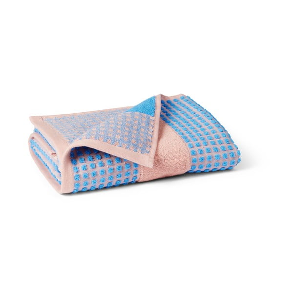 Kék-rózsaszín frottír bio pamut törölköző 50x100 cm Check – JUNA-image-2