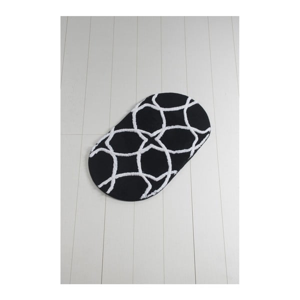 Waves Hexagon fekete-fehér fürdőszobai kilépő, 100 x 60 cm