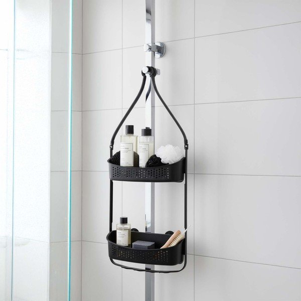 Matt fekete függő műanyag fürdőszobai polc Vesper – douceur d'intérieur-image-1