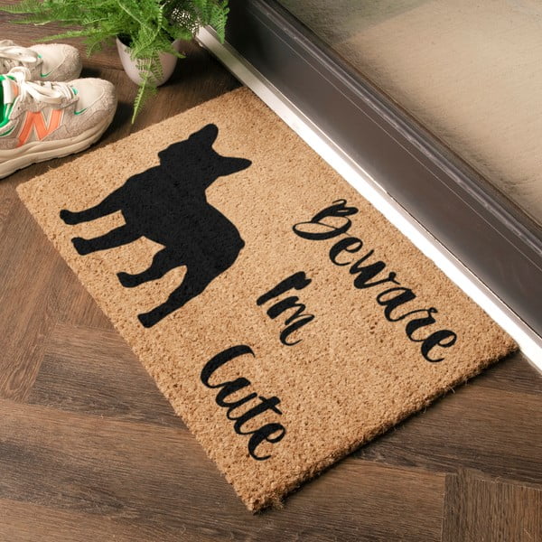 Kókuszrost lábtörlő 40x60 cm Beware I'm Cute French Bulldog – Artsy Doormats-image-1