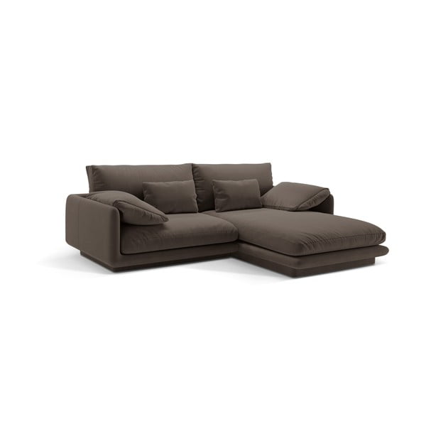 Barna bársony sarokkanapé (jobb oldali-heverő résszel) Torino – Micadoni -image-2
