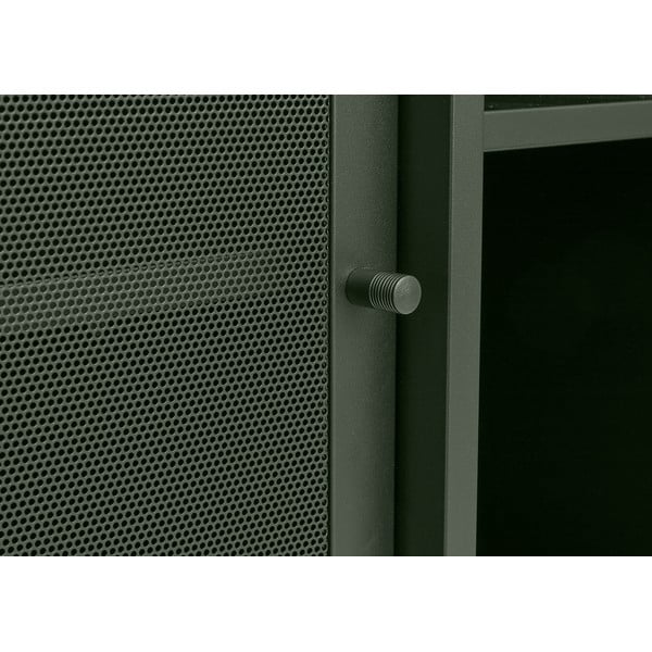 Sötétzöld fém alacsony komód tolóajtóval 160x75 cm Veep – Unique Furniture-image-2