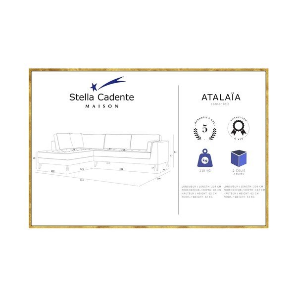Atalaia farmerkék kanapé krémszínű részletekkel, bal oldalas - Stella Cadente Maison-image-1
