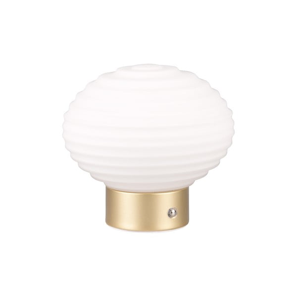 Fehér-aranyszínű LED dimmelhető asztali lámpa üveg búrával (magasság 14,5 cm) Earl – Trio