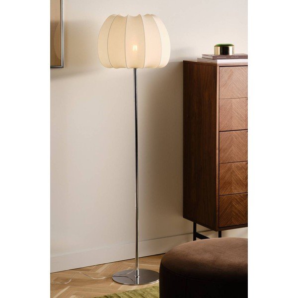 Fehér-fényes ezüstszínű textil állólámpa (magasság 150 cm) Pion – Jotex-image-1
