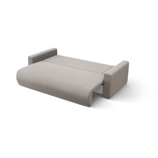 Világosszürke bársony kinyitható tárolóhelyes sarokkanapé Belfast – Cosmopolitan Design-image-3